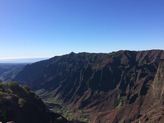 Waimea Canyon looking from the lookout on the trail to Waipoò Falls... looking back toward the Southeast. Beautiful geological formations from erosion... the contrasts of colors are amazing... a wonderful day to hike with a gorgeous photographer...❤