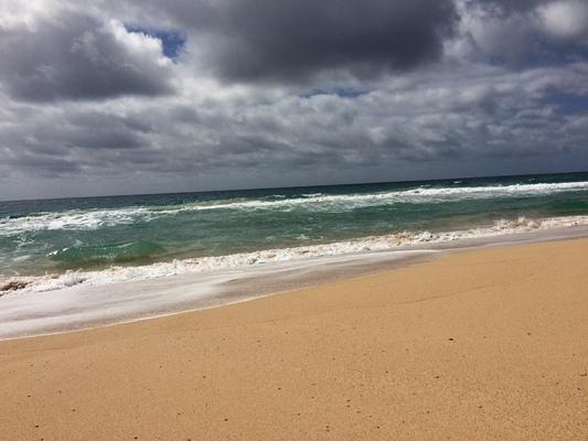 Kekaha Beach ... another photo of Kekaha Beach... the sky looking stormy and violent... the ocean looking green today instead of blue... one of Kekaha's many wonderful moods...