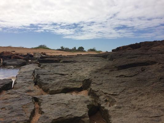 Salt pond beach has large volcanic slabs of rock to the southeast of the sand beach... home to many crabs and other creatures... 