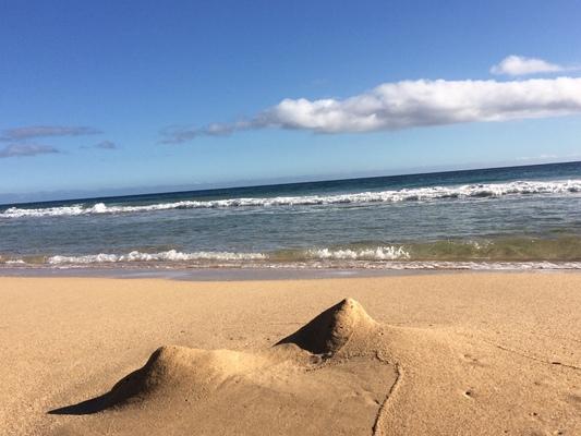 Kekaha Beach my Schatzl ❤️ Grit and I laughed when we saw the "sand breasts" the ocean and wind created on this beautiful day... wonderful clear water, warm, gentle breezes and clean clear skies... with mein Schatzl Grit... 