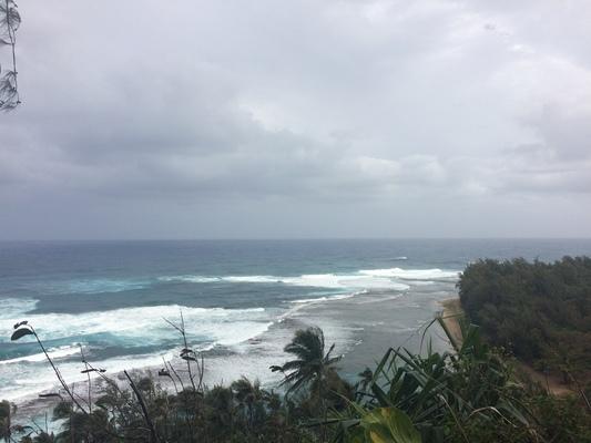 Na Pali Coast ❤️❤️❤️ Hiking with my beautiful blonde Bavarian... Large waves hitting the reef and beach... a stormy and blustery day... but any day with my GreatNature Grit is a wonderful adventure...❤