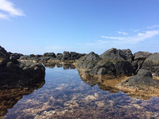 Salt Pond Beach ❤️ Another view of a tidal pool at Salt Pond Beach on the southwest shore of Kauai... beautiful black volcanic rock creates these wonderful pools... filled with fascinating sea life... with the blue sky reflecting in the water... my beautiful Grit taking photos of great nature...❤